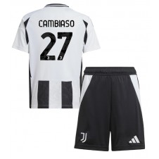 Juventus Andrea Cambiaso #27 Hemmaställ Barn 2024-25 Korta ärmar (+ Korta byxor)